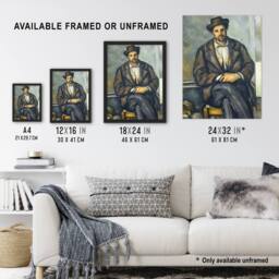 "Artery8 Seated Peasant Portrait Painting Cezanne Wall Art Poster Print - Size: W18"" x H24""" - thumbnail 3