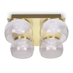 ValueLights Alissa IP44 Rated Bathroom 4 Way Glass Integrated LED Flush Ceiling Light in Gold - thumbnail 2