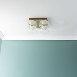 ValueLights Alissa IP44 Rated Bathroom 4 Way Glass Integrated LED Flush Ceiling Light in Gold - thumbnail 3