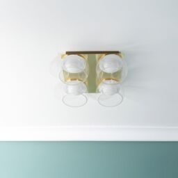 ValueLights Alissa IP44 Rated Bathroom 4 Way Glass Integrated LED Flush Ceiling Light in Gold - thumbnail 4