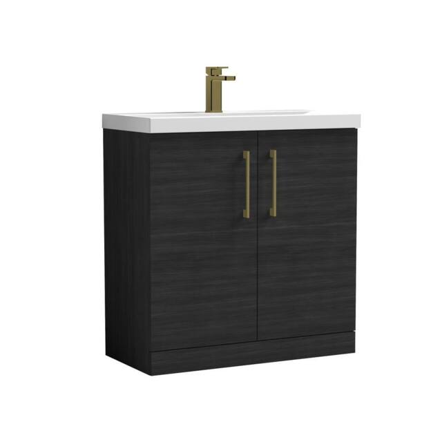 Balterley Bathroom 2 Soft Close Door Floor Vanity Unit Basin, Black, 810mm in Black - image 1