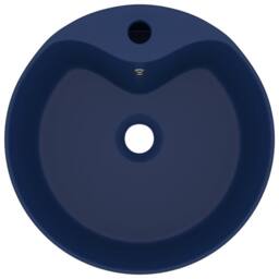 Berkfield Home Luxury Wash Basin with Overflow Matt Dark Blue 36x13 cm Ceramic - thumbnail 3