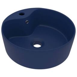 Berkfield Home Luxury Wash Basin with Overflow Matt Dark Blue 36x13 cm Ceramic - thumbnail 2