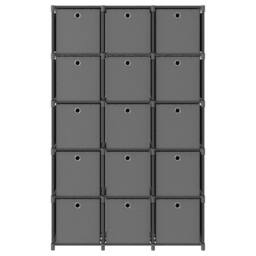 Berkfield Home Modern 15-Cube Display Shelf with Boxes Grey 103x30x175.5 cm Fabric - thumbnail 3
