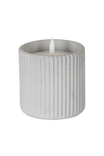 KDMD Luxe Collection Natural Glow Chalk Ribbed Large LED Candle in Light Grey - image 1