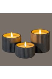 KDMD Luxe Collection Natural Glow Chalk Ribbed Large LED Candle in Light Grey - thumbnail 5