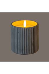 KDMD Luxe Collection Natural Glow Chalk Ribbed Large LED Candle in Light Grey - thumbnail 2