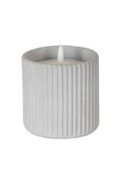 KDMD Luxe Collection Natural Glow Chalk Ribbed Large LED Candle in Light Grey - thumbnail 1