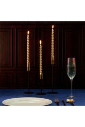 Deco Express Dinner Candles Pack of 3 Twisted Non Drip Spiral 6 hours Non Scented in Purple - Size: 3 Pack - thumbnail 2
