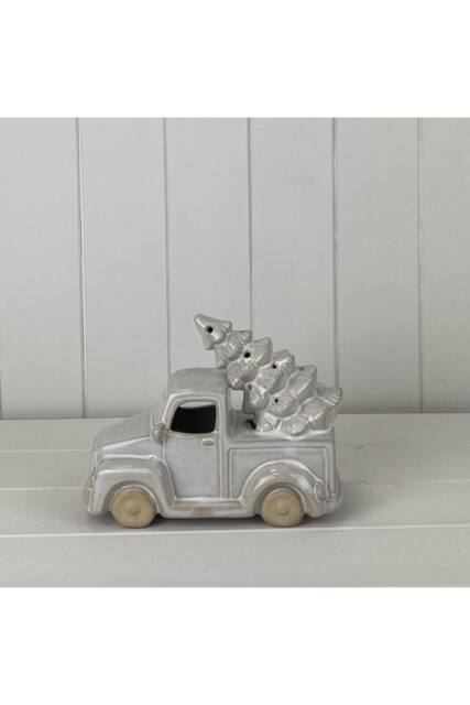 KDMD Cosy Grey Glazed Ceramic Car Carrying Christmas Tree LED Ornament - image 1
