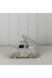 KDMD Cosy Grey Glazed Ceramic Car Carrying Christmas Tree LED Ornament - thumbnail 1