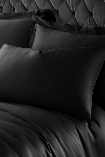 Catherine Lansfield 'Silky Soft Satin' Standard Pillowcase Pair in Black - Size: Standard Pillow Case - image 1