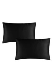 Catherine Lansfield 'Silky Soft Satin' Standard Pillowcase Pair in Black - Size: Standard Pillow Case - thumbnail 2