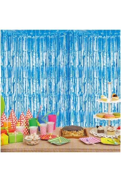 Netagon Metallic Tinsel Curtain 2M x 1M Blue - image 1
