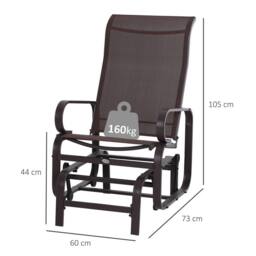 OUTSUNNY Outdoor Gliding Rocking Chair w/ Metal Frame for Patio, Backyard in Brown - thumbnail 3