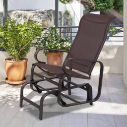 OUTSUNNY Outdoor Gliding Rocking Chair w/ Metal Frame for Patio, Backyard in Brown
