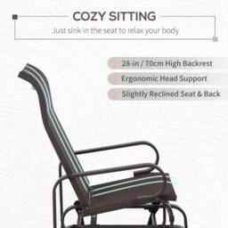 OUTSUNNY Outdoor Gliding Rocking Chair w/ Metal Frame for Patio, Backyard in Brown - thumbnail 6