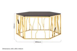 Orsina Modern Hexagonal Coffee Table Sturdy Metal Decorative Table For Livingroom, Hexagonal Display Table in Black - thumbnail 5