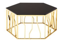 Orsina Modern Hexagonal Coffee Table Sturdy Metal Decorative Table For Livingroom, Hexagonal Display Table in Black - thumbnail 2