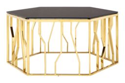 Orsina Modern Hexagonal Coffee Table Sturdy Metal Decorative Table For Livingroom, Hexagonal Display Table in Black - thumbnail 6