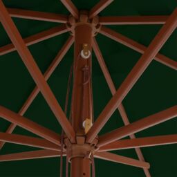 Berkfield Home Outdoor Parasol with Wooden Pole 350 cm Green - thumbnail 3
