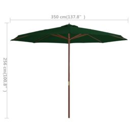 Berkfield Home Outdoor Parasol with Wooden Pole 350 cm Green - thumbnail 4
