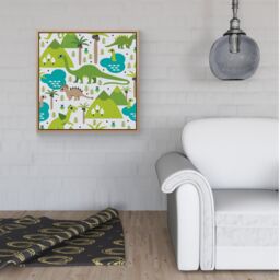 Warren Reed - Designer Baby Dinosaur Print Framed Canvas in Light Brown - Size: w40 inch x h40 inch - thumbnail 2