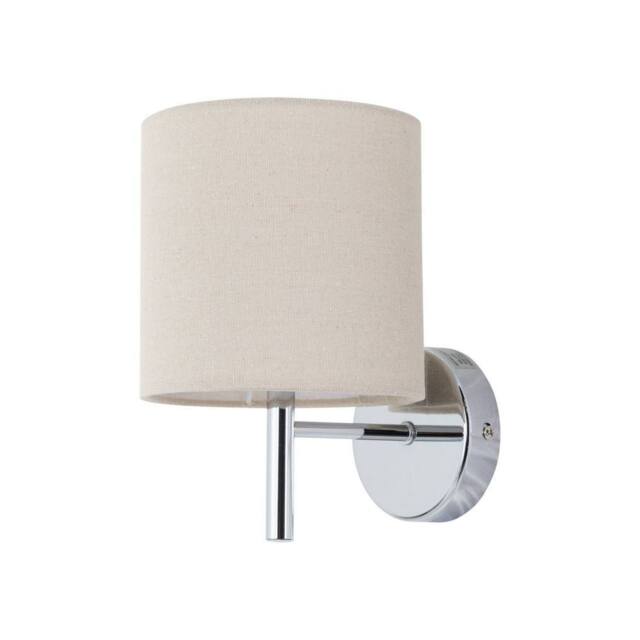 First Choice Lighting Brea - Chrome Wall Light with Natural Linen Shade in Silver - image 1