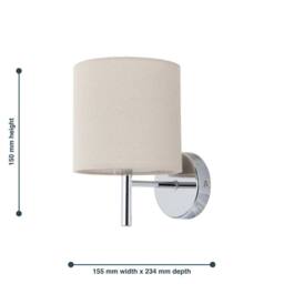 First Choice Lighting Brea - Chrome Wall Light with Natural Linen Shade in Silver - thumbnail 5