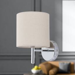First Choice Lighting Brea - Chrome Wall Light with Natural Linen Shade in Silver - thumbnail 4