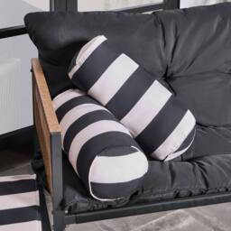 OHS Stripe Garden Bolster Cushion Outdoor Filled Pillow Back Neck Support in Black - thumbnail 2