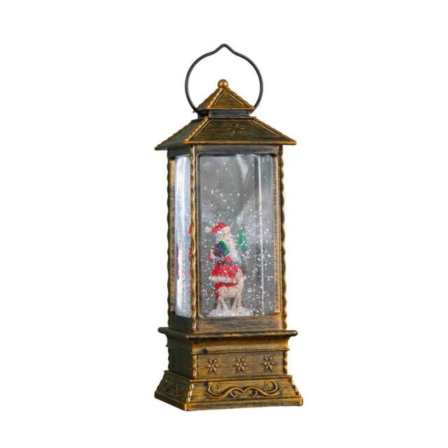 Samuel Alexander 29cm Light up Christmas Water Spinner with Rotating Santa & LEDs in Bronze - image 1