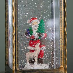 Samuel Alexander 29cm Light up Christmas Water Spinner with Rotating Santa & LEDs in Bronze - thumbnail 5