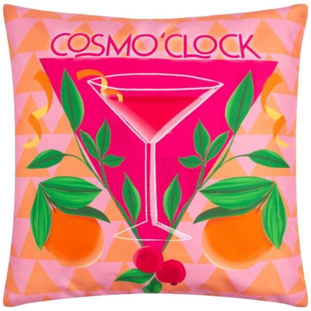 Furn Cosmo O' Clock Abstract Water & UV Resistant Outdoor Cushion in Pink - Size: 43 cm x 43 cm - image 1