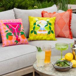 Furn Cosmo O' Clock Abstract Water & UV Resistant Outdoor Cushion in Pink - Size: 43 cm x 43 cm - thumbnail 6