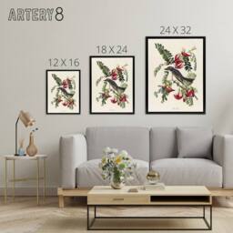 "Artery8 Birds of America Piping Flycatcher Audubon Black Framed Canvas Art in White - Size: W12"" x H16""" - thumbnail 4