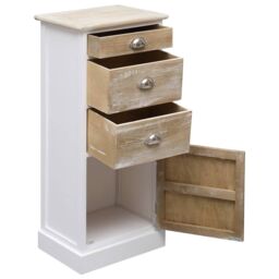 Berkfield Home Side Cabinet 38x28x86 cm Paulownia Wood in White - Size: 38 x 28 x 86 cm - thumbnail 4