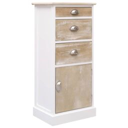 Berkfield Home Side Cabinet 38x28x86 cm Paulownia Wood in White - Size: 38 x 28 x 86 cm - thumbnail 1