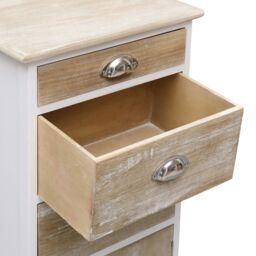 Berkfield Home Side Cabinet 38x28x86 cm Paulownia Wood in White - Size: 38 x 28 x 86 cm - thumbnail 5