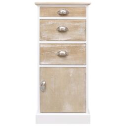 Berkfield Home Side Cabinet 38x28x86 cm Paulownia Wood in White - Size: 38 x 28 x 86 cm - thumbnail 2