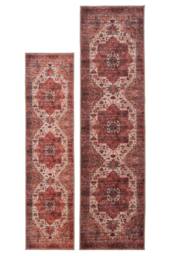 Kukoon Scarlet Distressed Soft Machine Washable Long Hallway Runner Rug in Burgundy - Size: 60 cm x 240 cm - thumbnail 3