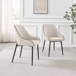 FurnitureboxUK Lulworth Walnut Effect Wood Dining Table 6 Beaumont Chairs in White - thumbnail 9