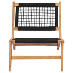 Berkfield Home Sun Lounger with Footrest Solid Teak Wood & Rope in Brown - thumbnail 6