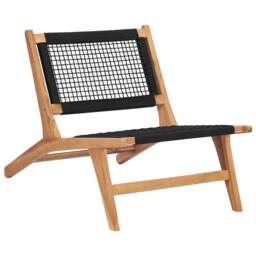 Berkfield Home Sun Lounger with Footrest Solid Teak Wood & Rope in Brown - thumbnail 4