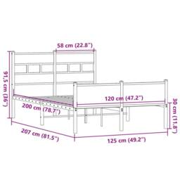 Berkfield Home Elegant Bed Frame without Mattress Sonoma Oak 120x200 cm Engineer in Brown - Size: Small Double - thumbnail 9