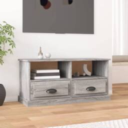 Berkfield Home TV Cabinet Grey Sonoma 93x35.5x45 cm Engineered Wood - thumbnail 2