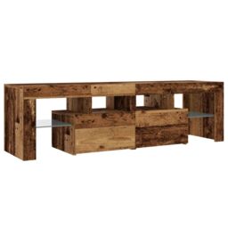Berkfield Home TV Cabinet with LED Lights Old Wood 140x36.5x40 cm Engineered Wood in Brown - thumbnail 6