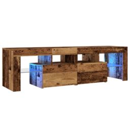 Berkfield Home TV Cabinet with LED Lights Old Wood 140x36.5x40 cm Engineered Wood in Brown - thumbnail 3