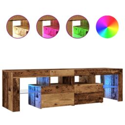 Berkfield Home TV Cabinet with LED Lights Old Wood 140x36.5x40 cm Engineered Wood in Brown - thumbnail 2