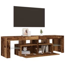 Berkfield Home TV Cabinet with LED Lights Old Wood 140x36.5x40 cm Engineered Wood in Brown - thumbnail 5